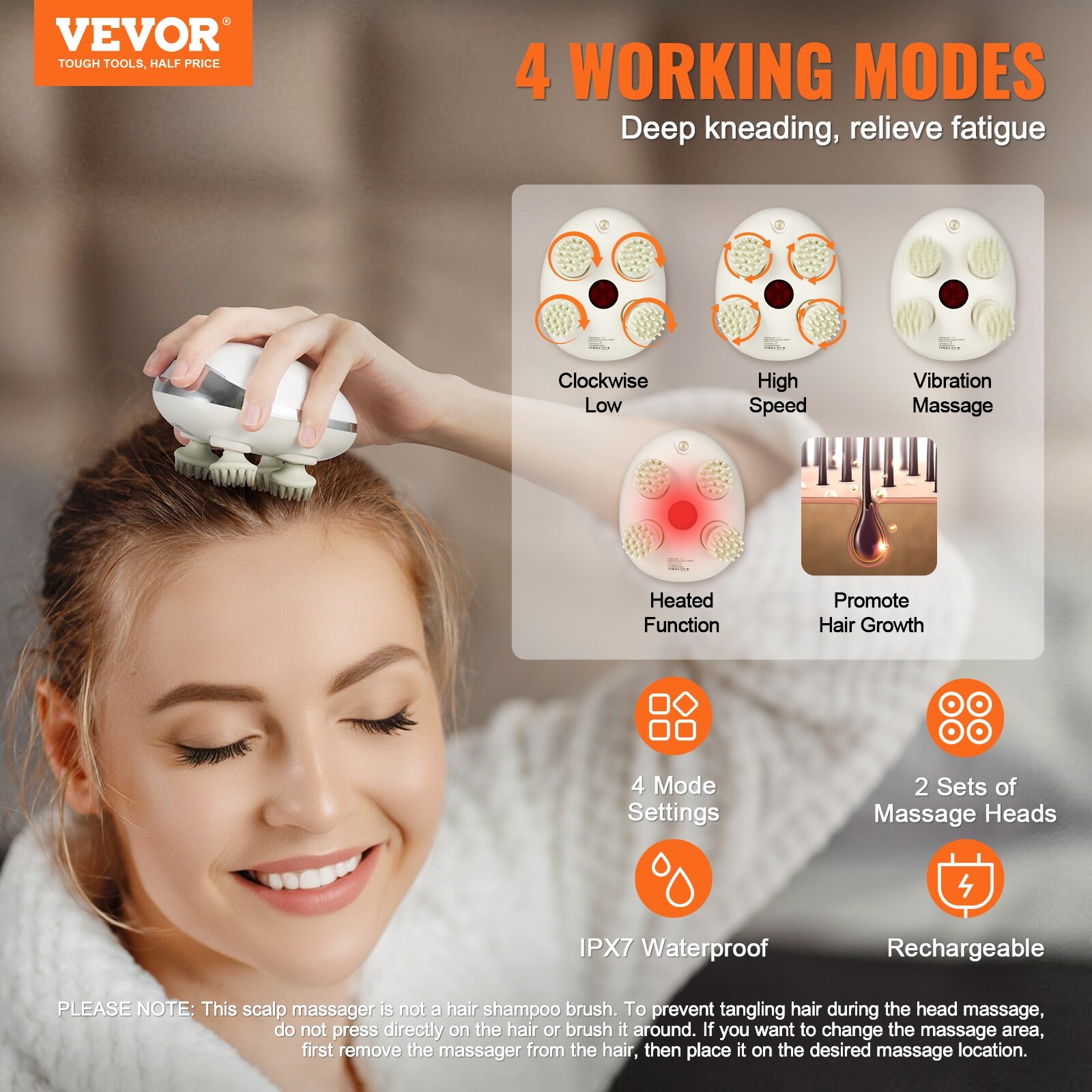 半額SALE★ Massager Scalp Electric with Head Heated Rechargeable Heat, ボディ・フェイスケア